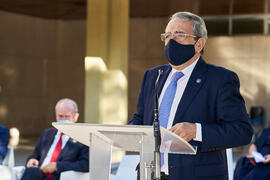 Intervención de José Ángel Narváez. Homenaje a los sanitarios en la Facultad de Medicina de la Universidad de Málaga. Campus de Teatinos. Octubre de 2021