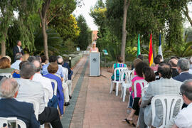 Intervención de María del Carmen Álvarez en el homenaje al personal jubilado de la Universidad de Málaga. Jardín Botánico. Junio 2017