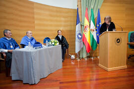 Investidura como Doctor "Honoris Causa" de Miguel Delibes de Castro por la Facultad de Ciencias de la Universidad de Málaga. Rectorado. Junio de 2014