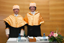 Enrique Navarro Jurado y Manuel Molina Lozano en su investidura como Doctor "Honoris Causa" por la Facultad de Turismo de la Universidad de Málaga. Rectorado. Abril 2016