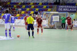Partido Brasil contra Bielorrusia. 14º Campeonato del Mundo Universitario de Fútbol Sala 2014 (FUTSAL). Antequera. Julio de 2014