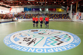 Salto a pista de los equipos. Partido Brasil contra China Taipéi. 14º Campeonato del Mundo Universitario de Fútbol Sala 2014 (FUTSAL). Antequera. Julio de 2014