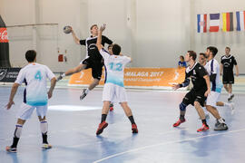 Partido Universidad de Málaga - Universidad de Basilea. Categoría masculina. Campeonato Europeo Universitario de Balonmano. Antequera. Julio de 2017