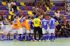 Partido Brasil contra Bielorrusia. 14º Campeonato del Mundo Universitario de Fútbol Sala 2014 (FUTSAL). Antequera. Julio de 2014