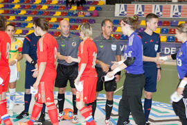 Saludo inicial. Partido Brasil contra Rusia. 14º Campeonato del Mundo Universitario de Fútbol Sala 2014 (FUTSAL). Antequera. Julio de 2014