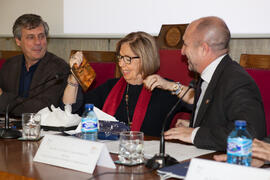 José Francisco Murillo, Adelaida de la Calle y Eugenio José Luque en la inauguración de las IX Jornadas Andaluzas de Enseñanza de Economía. Facultad de Ciencias Económicas y Empresariales. Febrero de 2016