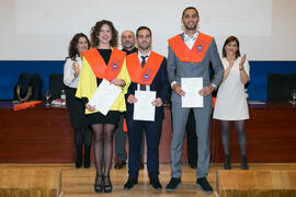 Foto de grupo. Graduación de Másters de la Facultad de Ciencias Económicas y Empresariales de la Universidad de Málaga. Paraninfo. Abril de 2018