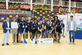 Universidad de Montpellier tercer clasificado en la categoría masculina. Ceremonia de clausura del Campeonato Europeo Universitario de Balonmano. Antequera. Julio de 2017