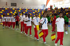 Equipo de Omán. Inauguración del 14º Campeonato del Mundo Universitario de Fútbol Sala 2014 (FUTSAL). Antequera. Julio de 2014