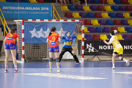 Partido España - Japón. Categoría femenina. Campeonato del Mundo Universitario de Balonmano. Antequera. Junio de 2016