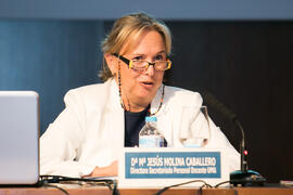 María Jesús Molina en el acto de clausura de los Cursos de Verano de la Universidad de Málaga. Ronda. Julio de 2018