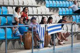 Aficionados uruguayos. Partido Uruguay - India. Categoría femenina. Campeonato del Mundo Universitario de Balonmano. Antequera. Julio de 2016