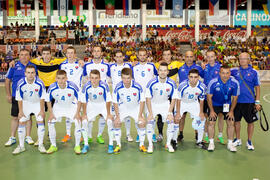 Jugadores de Eslovaquia. Partido España contra Eslovaquia. 14º Campeonato del Mundo Universitario de Fútbol Sala 2014 (FUTSAL). Antequera. Julio de 2014