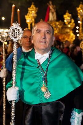 Pedro Montiel Gámez en el desfile procesional de la Hermandad de los Estudiantes. Málaga. Abril de 2014