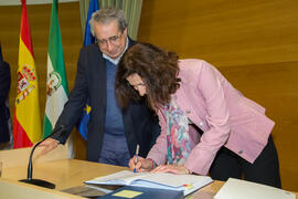 Toma de Posesión de Trinidad Gómez Núñez como nueva catedrática del Departamento de Economía Aplicada (Matemáticas) de la Universidad de Málaga. Edificio del Rectorado. Febrero de 2018