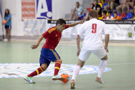 Partido España contra Bielorrusia. 14º Campeonato del Mundo Universitario de Fútbol Sala 2014 (FUTSAL). Antequera. Julio de 2014
