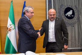 Toma de Posesión de Juan Francisco Gutiérrez Lozano como nuevo Director de Secretariado de Comunicación de la Universidad de Málaga. Edificio del Rectorado. Febrero de 2018