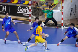 Partido Japón - España. Categoría masculina. Campeonato del Mundo Universitario de Balonmano. Antequera. Julio de 2016