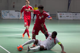 Partido Omán contra Bielorrusia. 14º Campeonato del Mundo Universitario de Fútbol Sala 2014 (FUTSAL). Antequera. Julio de 2014