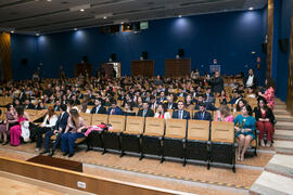 Entrada del alumnado. Graduación de Másters de la Facultad de Ciencias Económicas y Empresariales de la Universidad de Málaga. Paraninfo. Abril de 2018