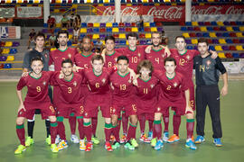 Jugadores de Portugal. Partido Portugal contra Georgia. 14º Campeonato del Mundo Universitario de Fútbol Sala 2014 (FUTSAL). Antequera. Julio de 2014