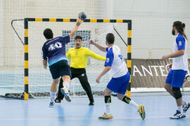 Partido Universidad de Málaga - Universidad de Barcelona. Categoría masculina. Campeonato Europeo Universitario de Balonmano. Antequera. Julio de 2017