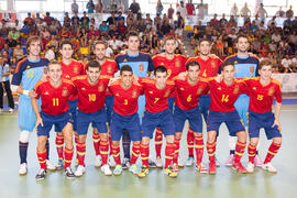 Jugadores de España. Partido España contra República Checa. 14º Campeonato del Mundo Universitario de Fútbol Sala 2014 (FUTSAL). Antequera. Julio de 2014