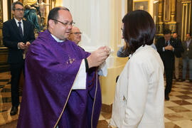 Entrega de medallas de la Cofradía de los Estudiantes. Misa de Lunes Santo. Iglesia de San Agustín. Abril de 2019