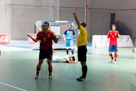 Partido España contra Portugal. 14º Campeonato del Mundo Universitario de Fútbol Sala 2014 (FUTSAL). Antequera. Julio de 2014