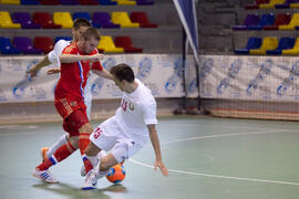 Partido Rusia contra Bielorrusia. 14º Campeonato del Mundo Universitario de Fútbol Sala 2014 (FUTSAL). Antequera. Julio de 2014