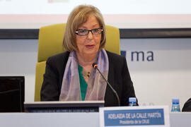Adelaida de la Calle. Designación de nueva sede y clausura del X Pleno del Consejo Universitario Iberoamericano (CUIB). Rectorado. Marzo de 2012