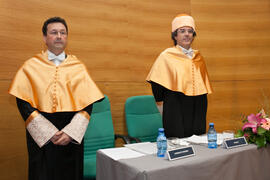 Enrique Navarro Jurado y Manuel Molina Lozano en su investidura como Doctor "Honoris Causa" por la Facultad de Turismo de la Universidad de Málaga. Rectorado. Abril 2016