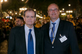 Carlos Jesús Pérez San Emeterio y José Atencia Molina. Estación de Penitencia de la Hermandad de los Estudiantes. Málaga. Abril de 2017