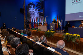 Intervención de José Ángel Narváez. Investidura de Felipe Romera como Doctor "Honoris Causa" por la por la Escuela Técnica Superior de Ingeniería de Telecomunicación de la Universidad de Málaga. Paraninfo. Marzo de 2022