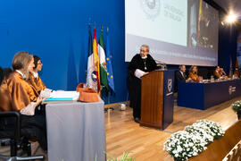 Intervención de José Ángel Narváez en la investidura de Kazuyo Sejima como Doctora "Honoris Causa" por la Escuela de Arquitectura de la Universidad de Málaga. Paraninfo. Octubre de 2019
