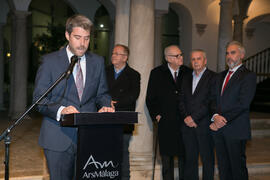 Gonzalo Otalecu. Inauguración de la exposición "Aguatintas por Seguiriyas", de Eugenio Chicano. Palacio Episcopal de Málaga. Enero de 2019