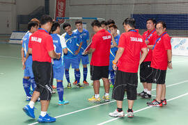Jugadores de Tailandia. Partido Tailandia contra Georgia. 14º Campeonato del Mundo Universitario de Fútbol Sala 2014 (FUTSAL). Antequera. Julio de 2014