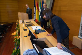 Toma de Posesión de Ana María Luque Gil como Vicerrectora de Organización Institucional de la Universidad de Málaga. Edificio del Rectorado.  Febrero de 2020