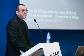 Carlos Rosa Jiménez. Inauguración del curso 2018-2019 de la Escuela Técnica Superior de Arquitectura de la Universidad de Málaga. Paraninfo. Octubre de 2018