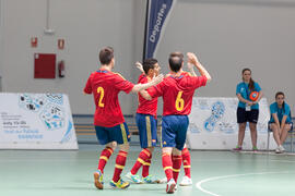Partido España contra Portugal. 14º Campeonato del Mundo Universitario de Fútbol Sala 2014 (FUTSAL). Antequera. Julio de 2014