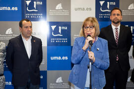Adelaida de la Calle. Inauguración de las Jornadas de Puertas Abiertas de la Universidad de Málaga. Complejo Polideportivo Universitario. Abril de 2015
