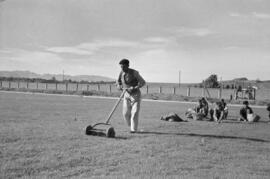 Construcción del estadio de fútbol La Rosaleda. Málaga. 1940.  Málaga, España