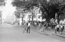 Alameda Principal. Cruce con calle Córdoba y Puerta del Mar. Agosto de 1959. Málaga, España.