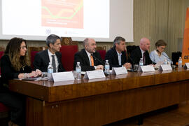 Mesa presidencial. Entrega de premios de la XI Olimpiada de Economía. Facultad de Ciencias Económicas y Empresariales. Febrero de 2019