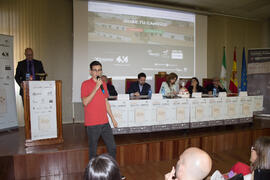 Finalista defendiendo su proyecto. Jornada de clausura del I Concurso de Creación de Empresas. Facultad de Ciencias Económicas y Empresariales. Málaga. Mayo de 2015