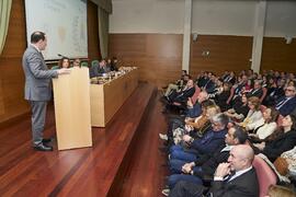 Intervención de Javier González de Lara y Sarria. I Premios del Aula de Economía y Deporte de la Universidad de Málaga. Edificio del Rectorado. Febrero de 2024