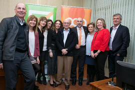 Foto de grupo tras la conferencia de Cristóbal Montoro. XII Jornadas Andaluzas de Enseñanza de Economía. Facultad de Ciencias Económicas y Empresariales. Febrero de 2019