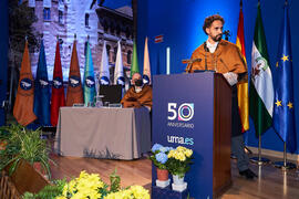 Lectura de la propuesta de investidura de Felipe Romera como Doctor "Honoris Causa" por la por la Escuela Técnica Superior de Ingeniería de Telecomunicación de la Universidad de Málaga. Paraninfo. Marzo de 2022