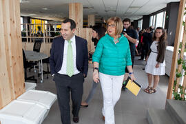 José Luis Ruiz Espejo y Adelaida de la Calle tras la inauguración de 'Link by UMA-ATECH'. Edificio 'The Green Ray'. Abril 2015