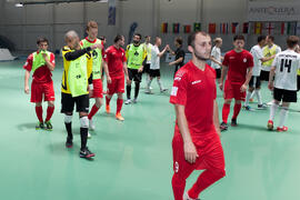 Saludo final. Partido Georgia contra Alemania. 14º Campeonato del Mundo Universitario de Fútbol Sala 2014 (FUTSAL). Antequera. Julio de 2014